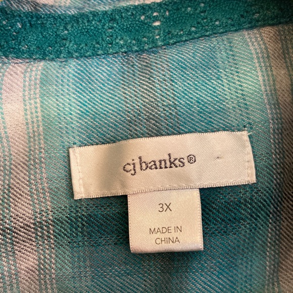 CJ Banks Womens Button Down Plus Size Long Sleeve Size 3X Blue Flannel - Picture 3 of 4